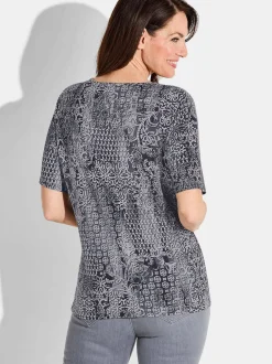 Goldner Damen T-Shirt in anthrazit - Ärmel: Halbarm