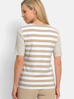 Goldner Damen T-Shirt in beige - Ausschnitt: Rundhals