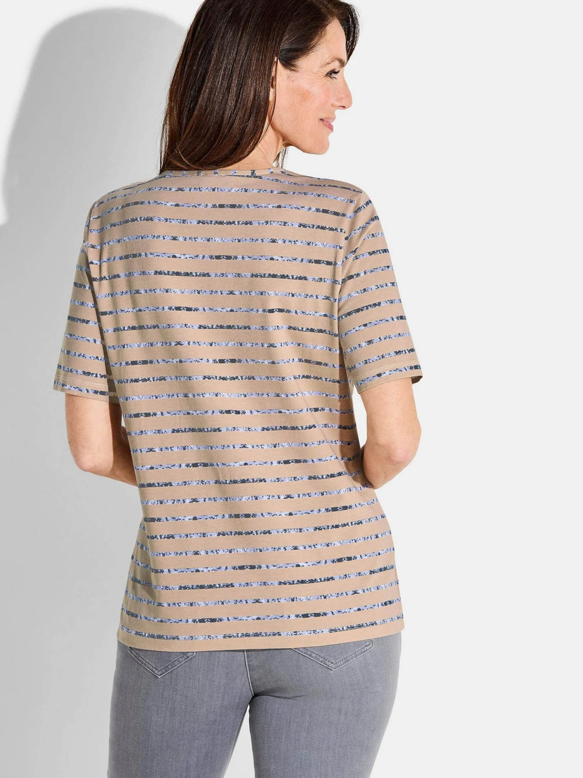 Goldner Damen T-Shirt in beige - Ausschnitt: Rundhals