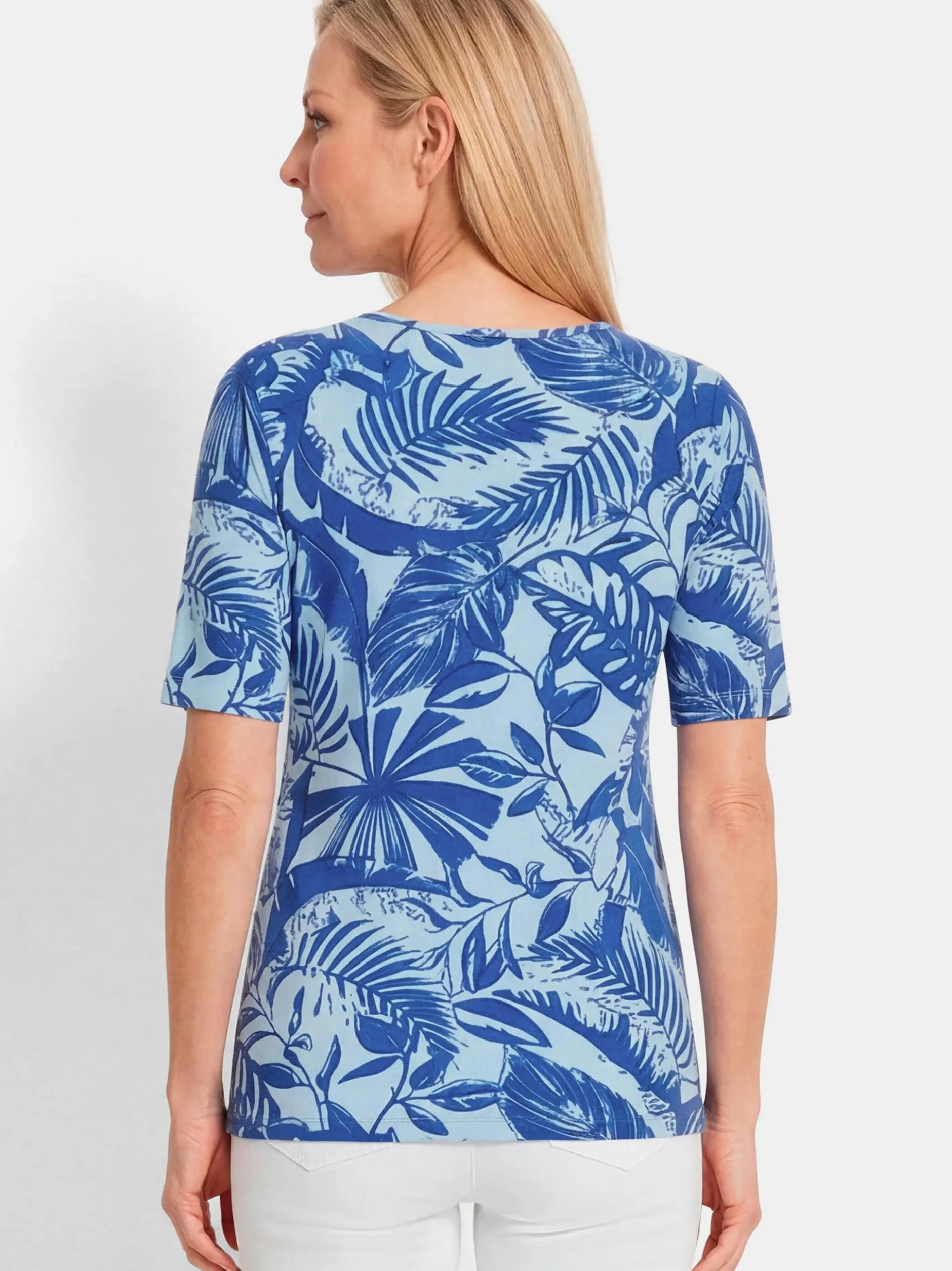 Goldner Damen T-Shirt in blau - Ausschnitt: Rundhals