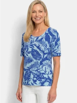 Goldner Damen T-Shirt in blau - Ausschnitt: Rundhals