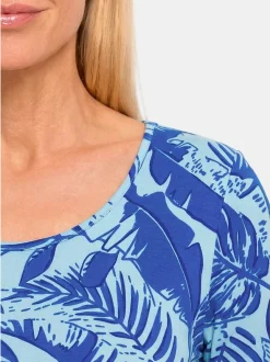 Goldner Damen T-Shirt in blau - Ausschnitt: Rundhals