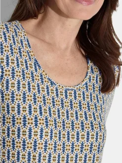 Goldner Damen T-Shirt in blau - Ausschnitt: Rundhals