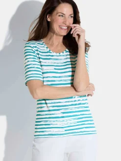 Goldner Damen T-Shirt in petrol - Ausschnitt: Rundhals