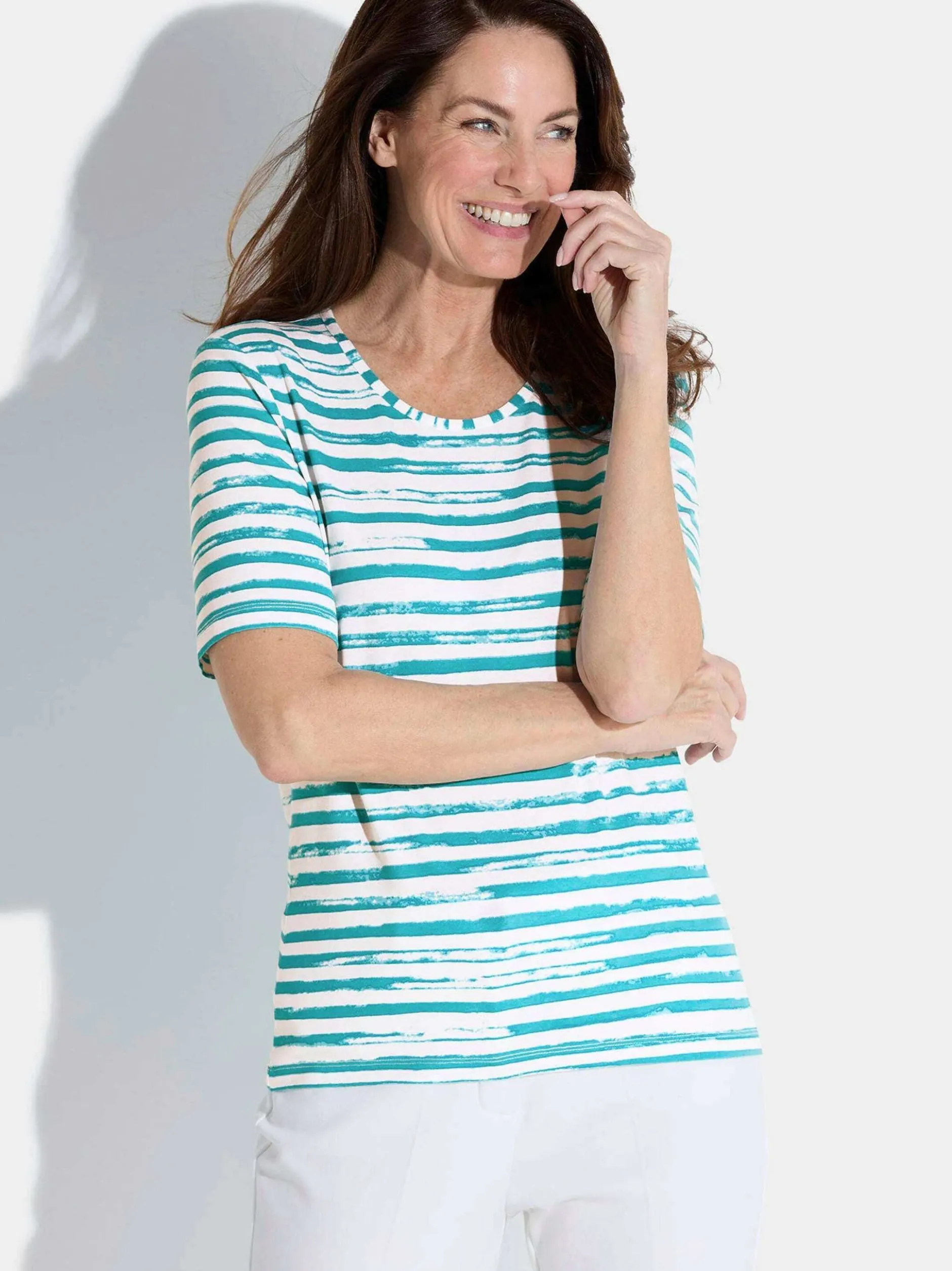 Goldner Damen T-Shirt in petrol - Ausschnitt: Rundhals