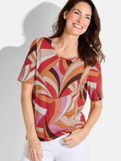 Goldner Damen T-Shirt in rot - Ausschnitt: Rundhals