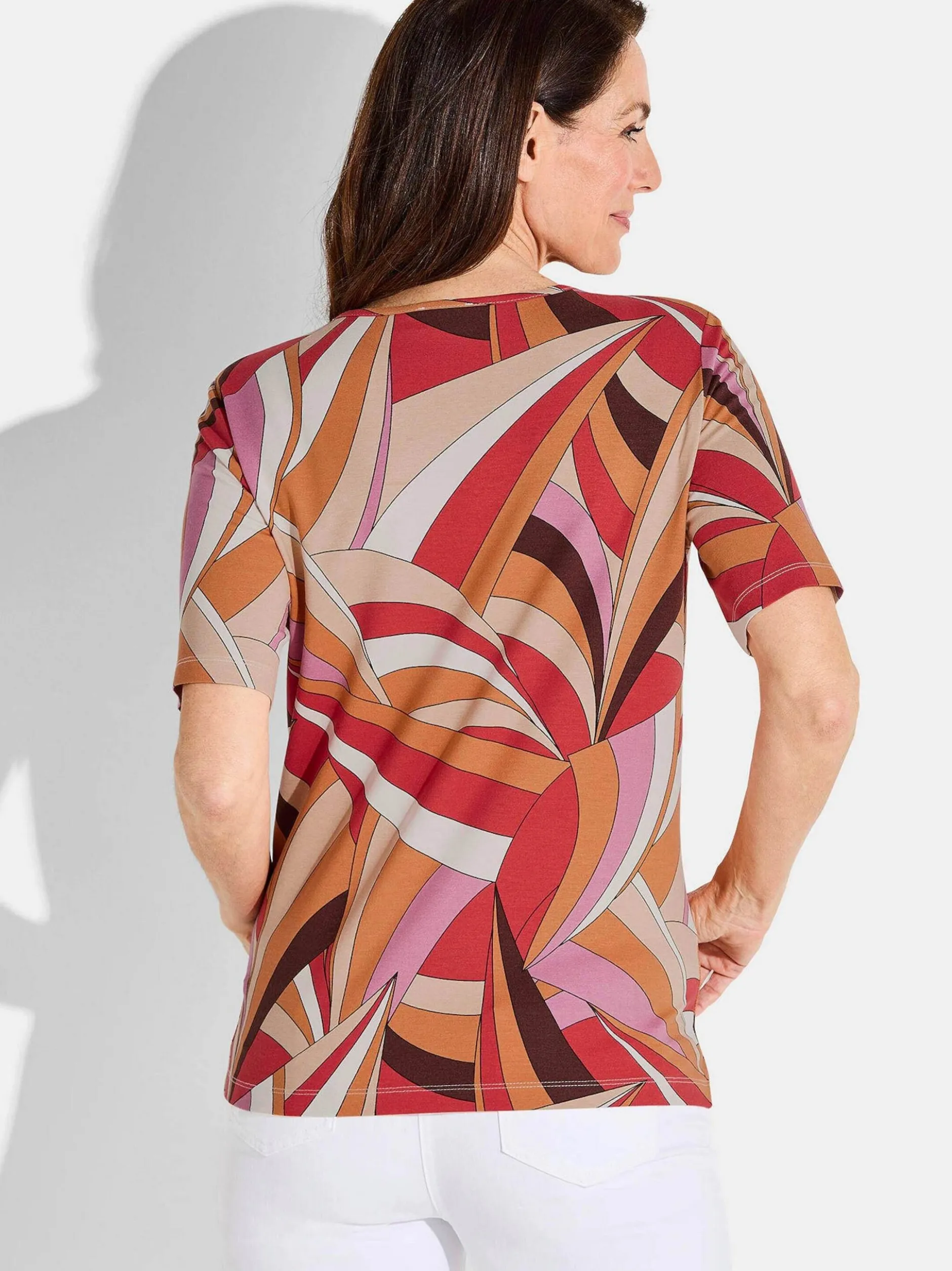 Goldner Damen T-Shirt in rot - Ausschnitt: Rundhals