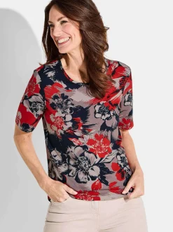 Goldner Damen T-Shirt in rot - Ausschnitt: Rundhals