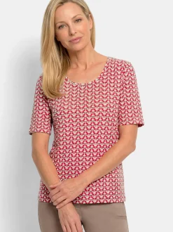 Goldner Damen T-Shirt in rot - Ausschnitt: Rundhals
