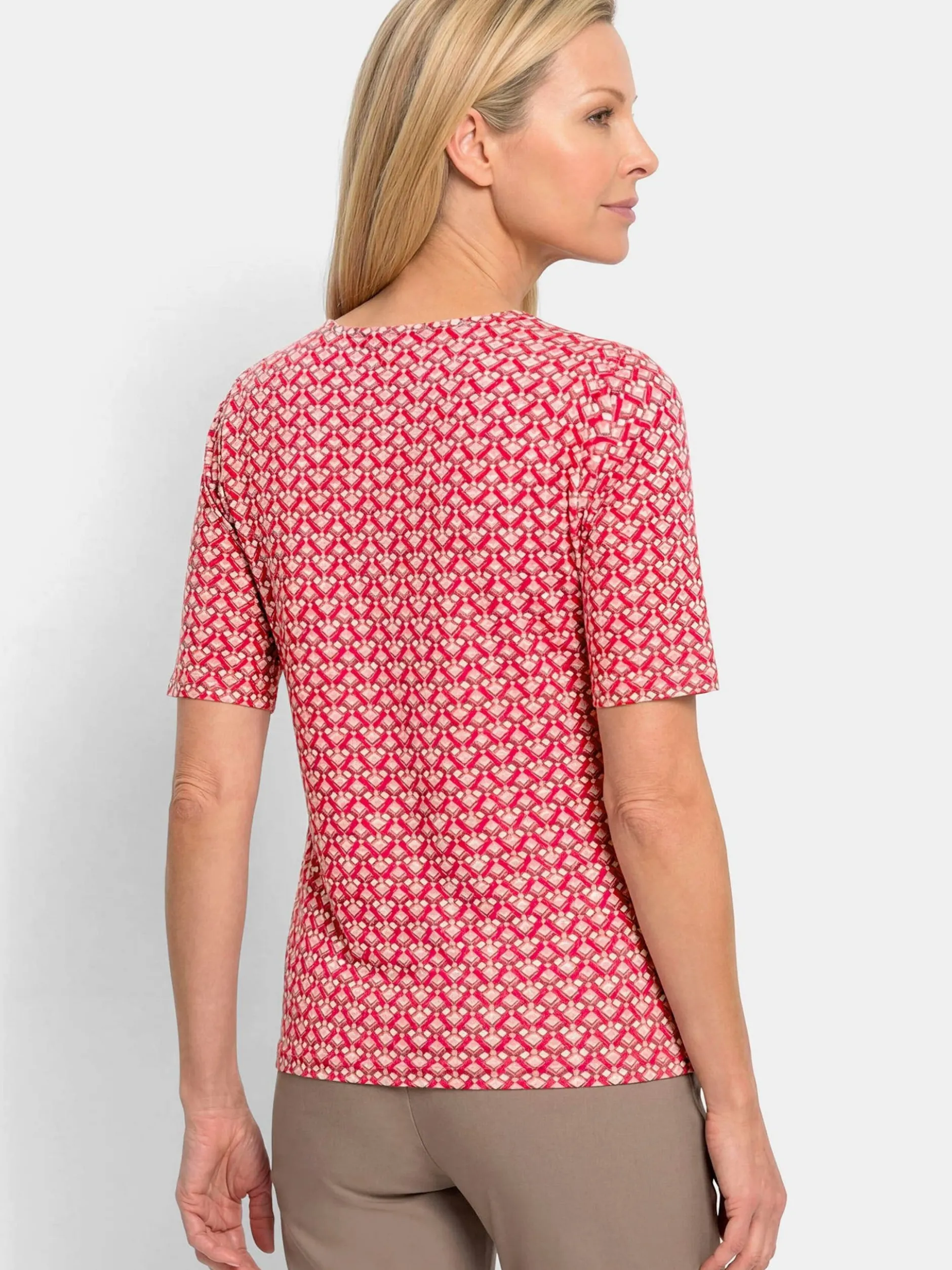 Goldner Damen T-Shirt in rot - Ausschnitt: Rundhals