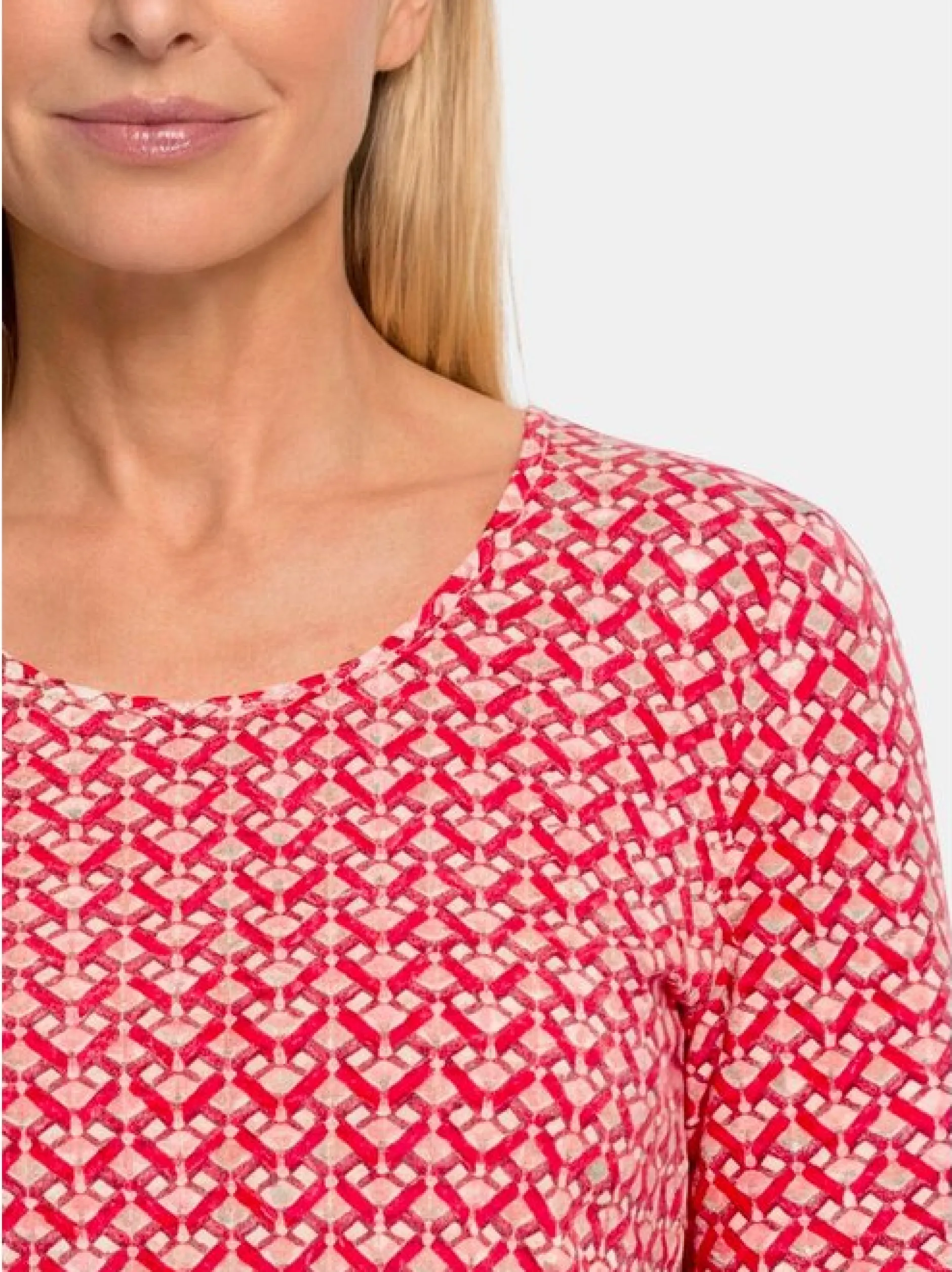 Goldner Damen T-Shirt in rot - Ausschnitt: Rundhals