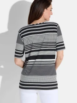 Goldner Damen T-Shirt in schwarz grau - Ärmel: Halbarm