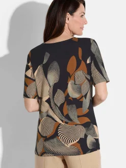 Goldner Damen T-Shirt in schwarz - Ausschnitt: Rundhals