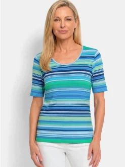 Goldner Damen T-Shirt in türkis - Ausschnitt: Rundhals