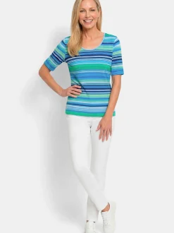 Goldner Damen T-Shirt in türkis - Ausschnitt: Rundhals