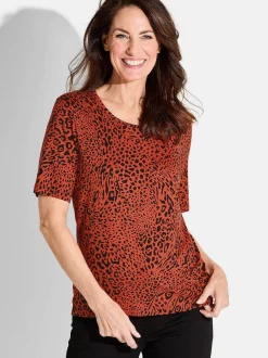 Goldner Damen T-Shirt - Kurzgröße in orange