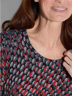 Goldner Damen T-Shirt - Kurzgröße in schwarz rot