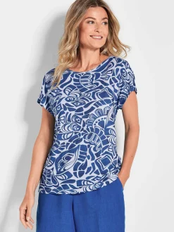 Goldner Damen T-Shirt - Kurzgröße in royal weiß