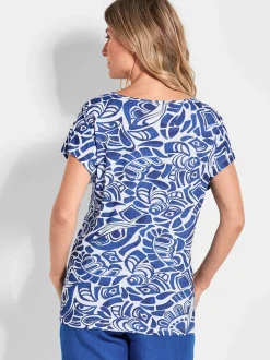 Goldner Damen T-Shirt - Kurzgröße in royal weiß