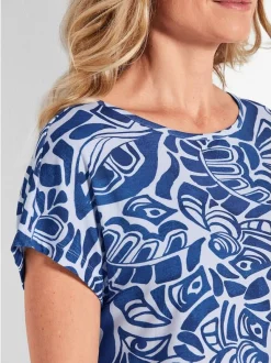 Goldner Damen T-Shirt - Kurzgröße in royal weiß