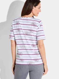 Goldner Damen T-Shirt - Kurzgröße in weiß mehrfarbig