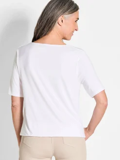 Goldner Damen T-Shirt - Kurzgröße in weiß