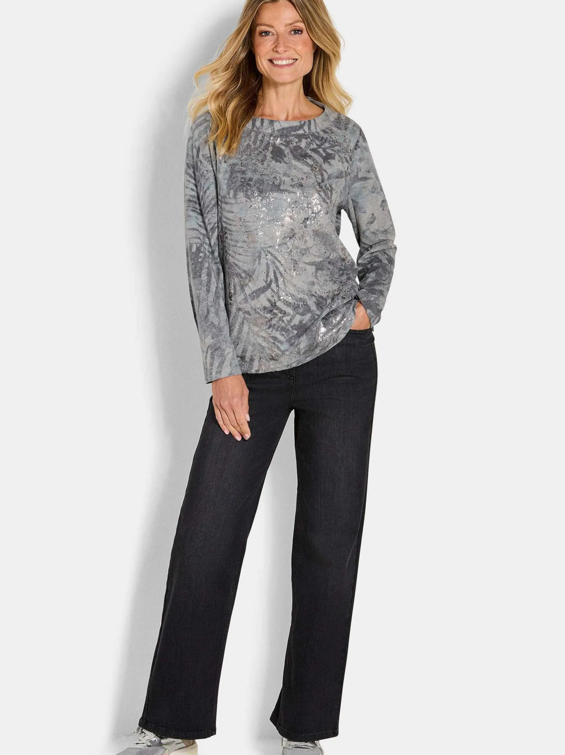 Goldner Damen T-Shirt - Kurzgröße in grau