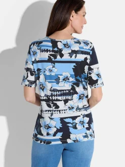 Goldner Damen T-Shirt - Kurzgröße in blau