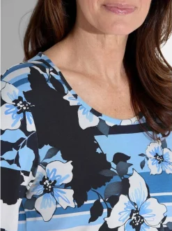 Goldner Damen T-Shirt - Kurzgröße in blau