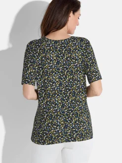 Goldner Damen T-Shirt - Kurzgröße in marine mehrfarbig