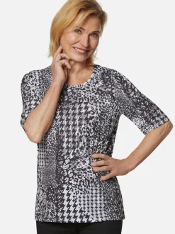 Goldner Damen T-Shirt - Kurzgröße in schwarz grau
