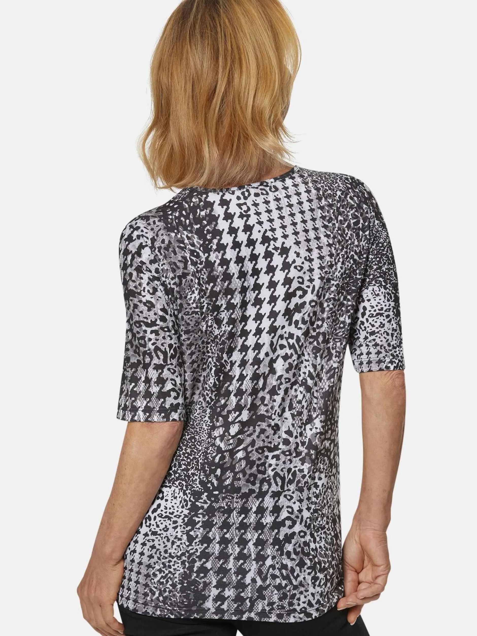 Goldner Damen T-Shirt - Kurzgröße in schwarz grau