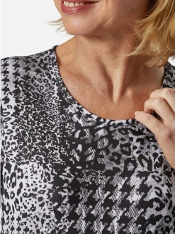 Goldner Damen T-Shirt - Kurzgröße in schwarz grau