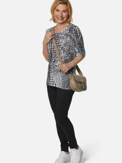 Goldner Damen T-Shirt - Kurzgröße in schwarz grau