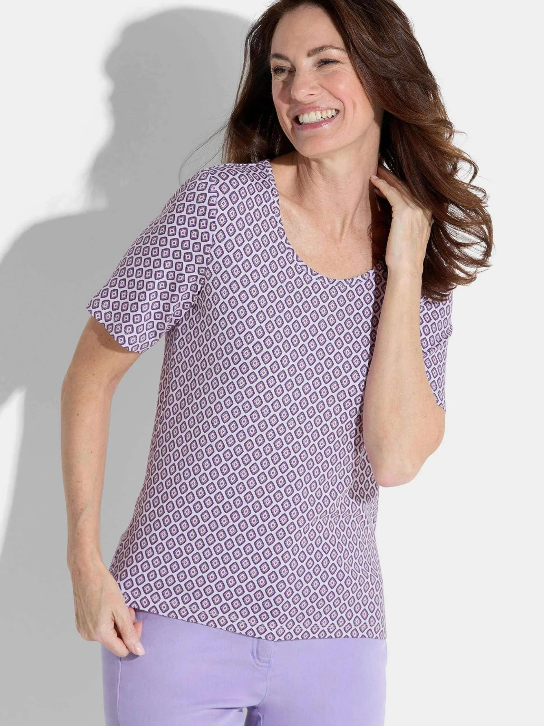 Goldner Damen T-Shirt - Kurzgröße in lila