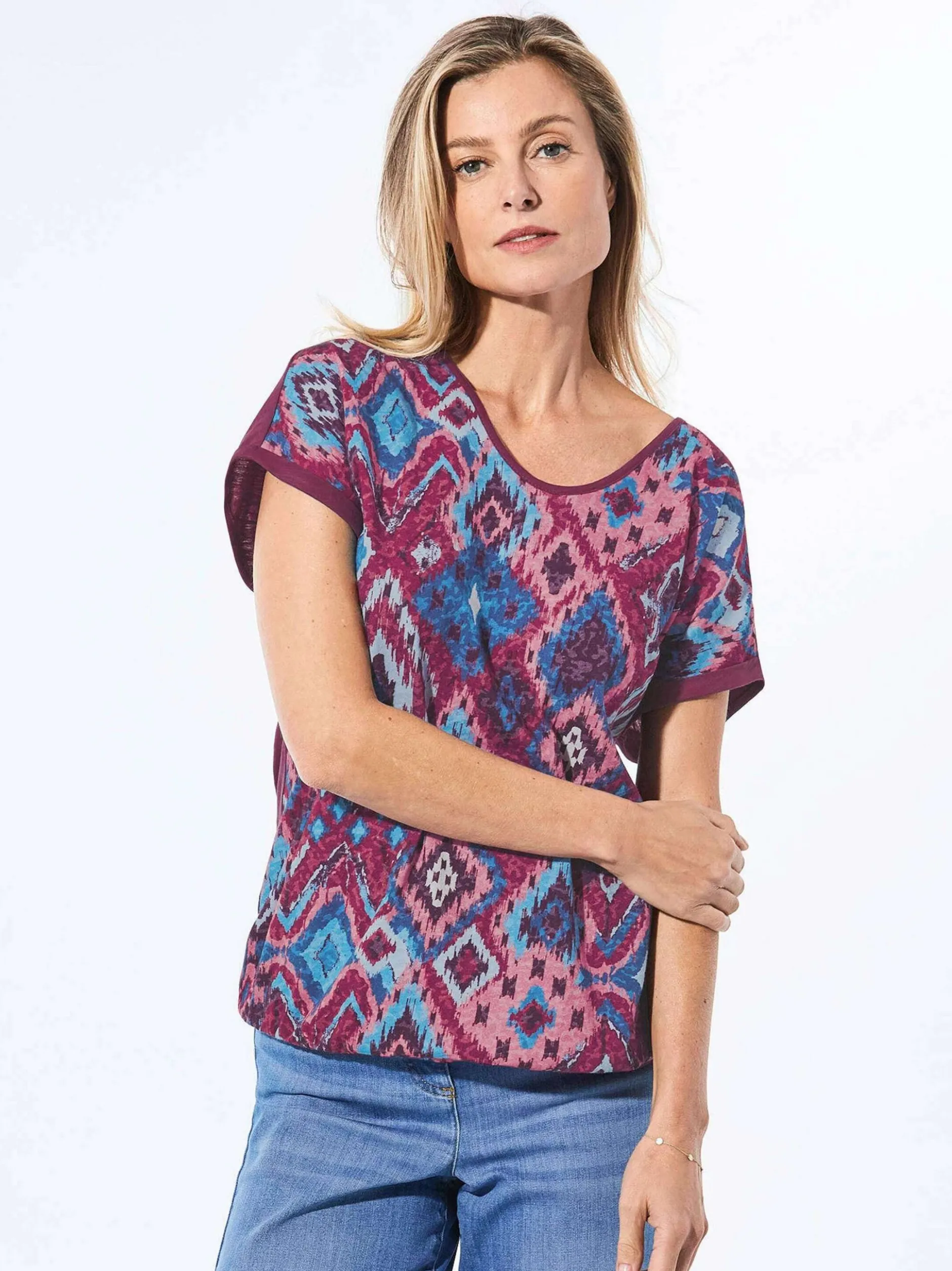 Goldner Damen T-Shirts in blau - Ausschnitt: Rundhals