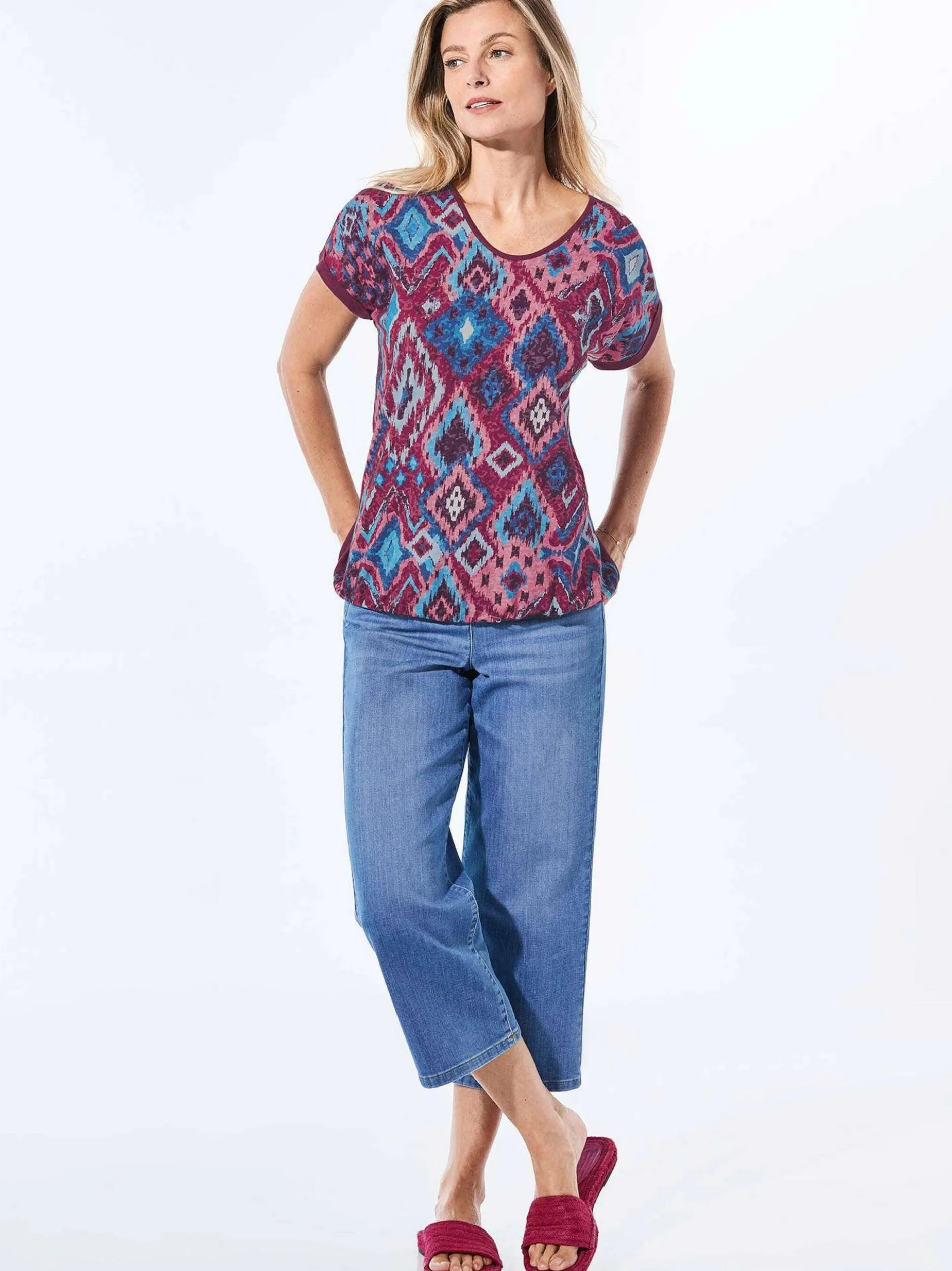 Goldner Damen T-Shirts in blau - Ausschnitt: Rundhals