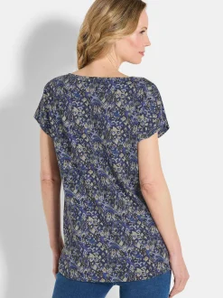 Goldner Damen T-Shirts in blau - Ausschnitt: U-Boot