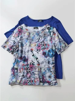 Goldner Damen T-Shirts in blau - Ausschnitt: U-Boot