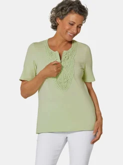 Goldner Damen T-Shirts in grün - Ausschnitt: Rundhals