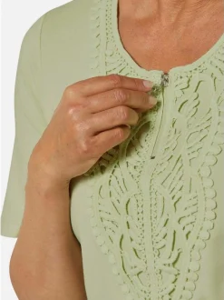 Goldner Damen T-Shirts in grün - Ausschnitt: Rundhals