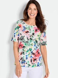 Goldner Damen T-Shirts in mehrfarbig - Ärmel: Halbarm