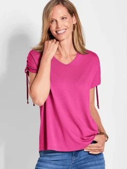 Goldner Damen T-Shirts in pink - Ärmel: ohne Arm