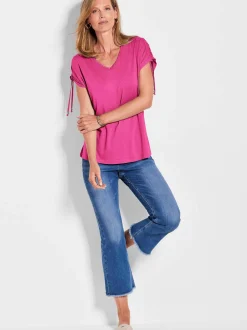 Goldner Damen T-Shirts in pink - Ärmel: ohne Arm