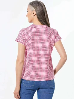 Goldner Damen T-Shirts in pink - Ausschnitt: Polokragen