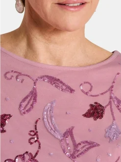 Goldner Damen T-Shirts in rosa - Ausschnitt: U-Boot
