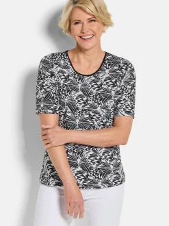 Goldner Damen T-Shirts in schwarz - Ausschnitt: Rundhals