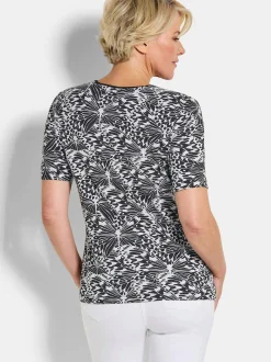 Goldner Damen T-Shirts in schwarz - Ausschnitt: Rundhals