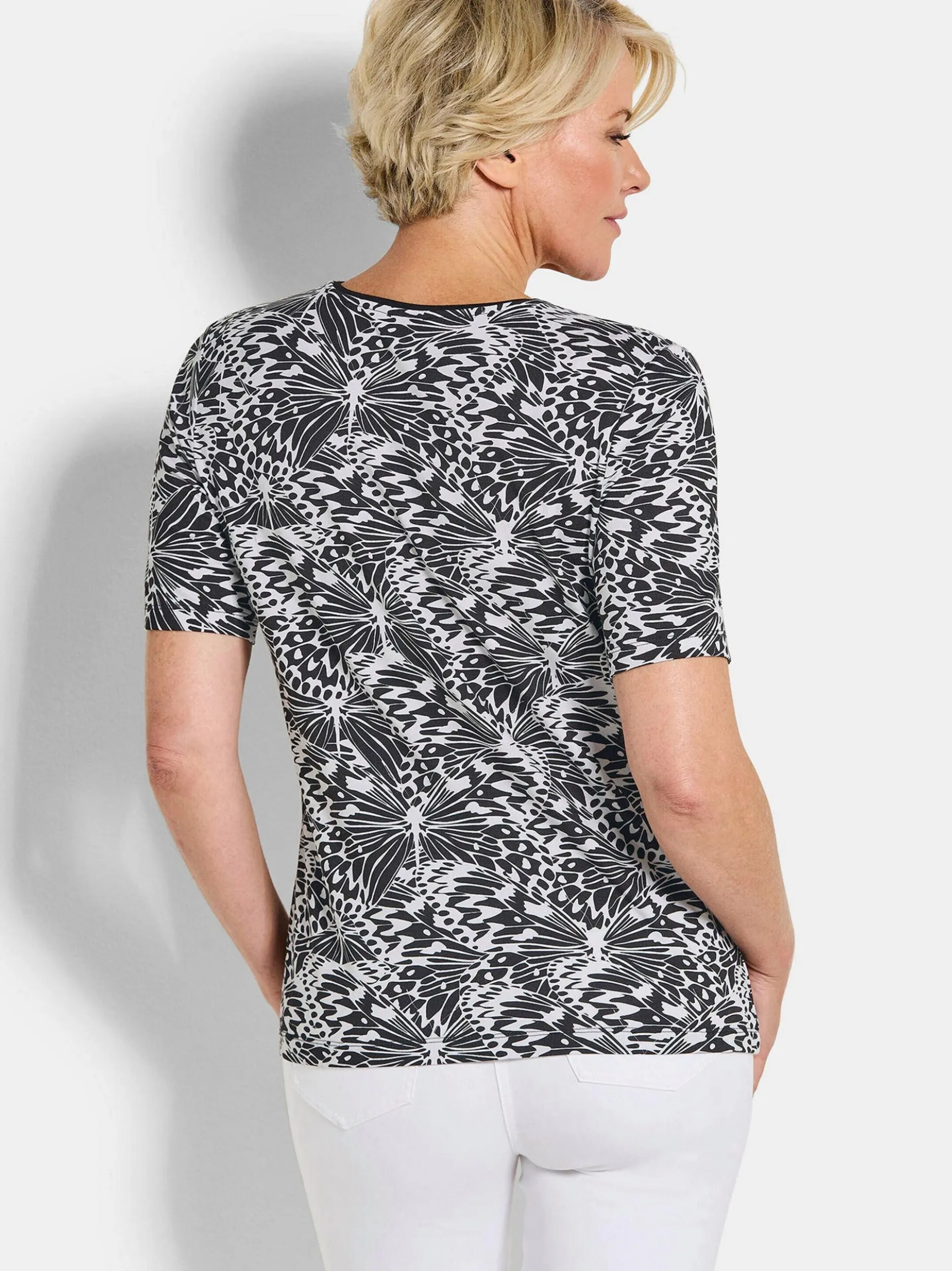 Goldner Damen T-Shirts in schwarz - Ausschnitt: Rundhals