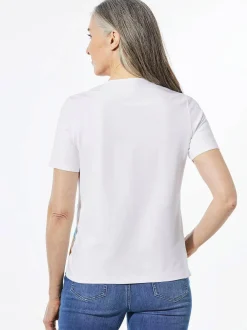 Goldner Damen T-Shirts in weiß - Ausschnitt: Rundhals